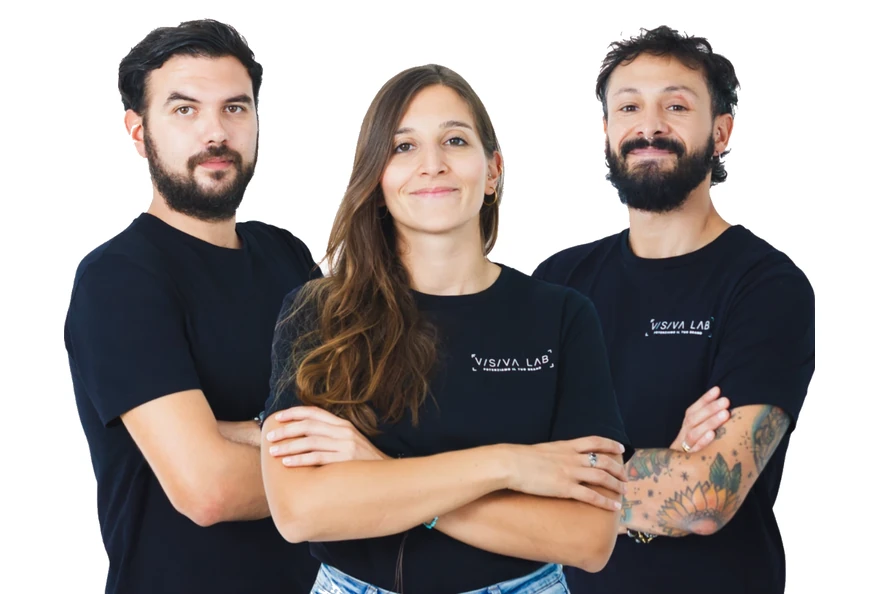 Il team di Visiva Lab: Federico, Giorgia e Davide